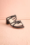 Macy Black Heeled Sandals w/ Bows | Maison garçonne front view