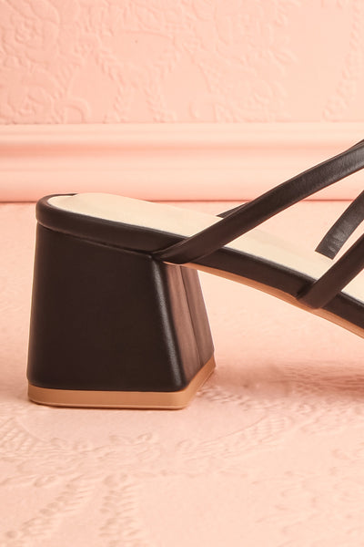 Macy Black Heeled Sandals w/ Bows | Maison garçonne back side close-up
