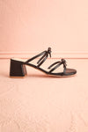 Macy Black Heeled Sandals w/ Bows | Maison garçonne side view
