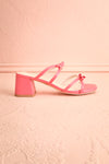 Macy Pink Heeled Sandals w/ Bows | Maison garçonne side view