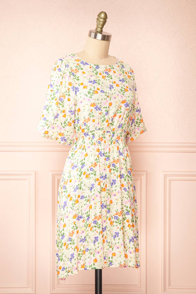 Madaya Short Floral Dress w/ Elastic Waist | Boutique 1861 side view