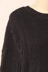 Madeleine Black Cropped Cable Knit Sweater | Boutique 1861 side close-up