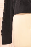 Madeleine Black Cropped Cable Knit Sweater | Boutique 1861 sleeve