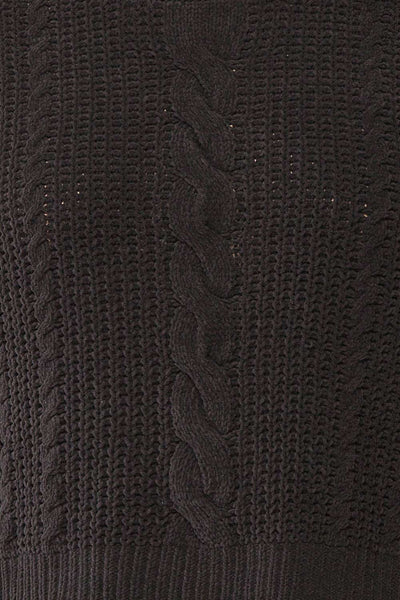 Madeleine Black Cropped Cable Knit Sweater | Boutique 1861 fabric