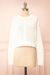 Madeleine Ivory Cropped Cable Knit Sweater | Boutique 1861 front view