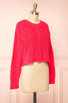 Madeleine Pink Cropped Cable Knit Sweater | Boutique 1861 side view