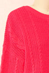 Madeleine Pink Cropped Cable Knit Sweater | Boutique 1861 side close-up
