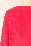 Madeleine Pink Cropped Cable Knit Sweater | Boutique 1861 back close-up