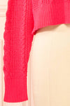 Madeleine Pink Cropped Cable Knit Sweater | Boutique 1861 sleeve