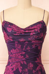 Madelief Floral Maxi Dress w/ Lace-Up Details | Boutique 1861 front close-up