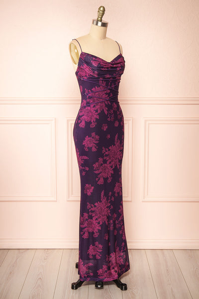 Madelief Floral Maxi Dress w/ Lace-Up Details | Boutique 1861 side view