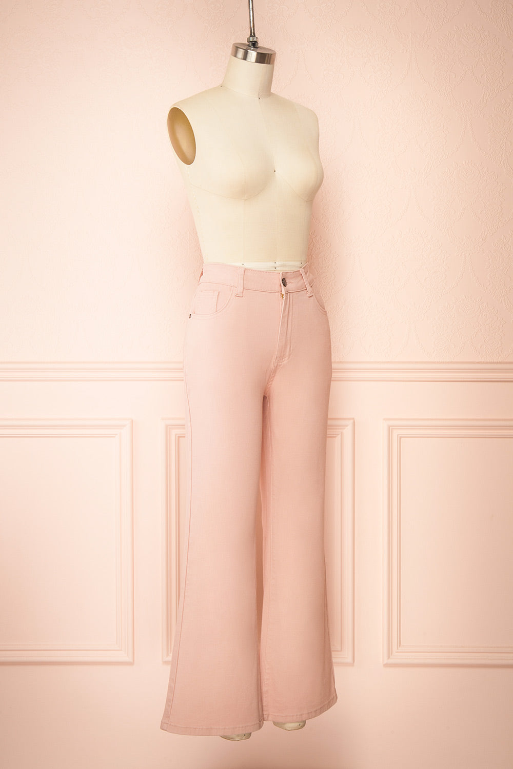 Madoka Pink High-Waisted Denim Pants | Boutique 1861  side view