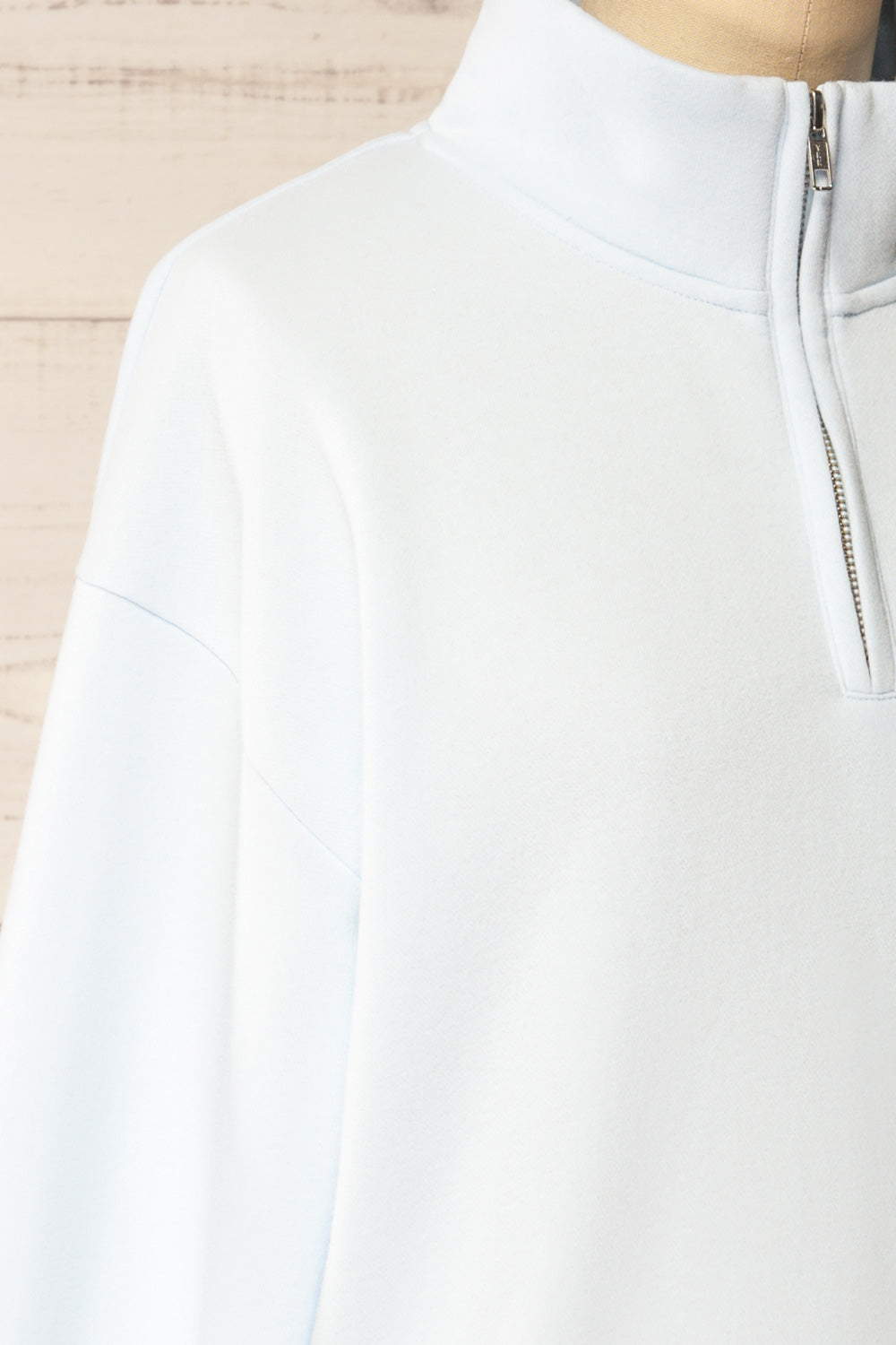 Madurai Light Blue Cropped Quarter-Zip Sweatshirt | La petite garçonne side