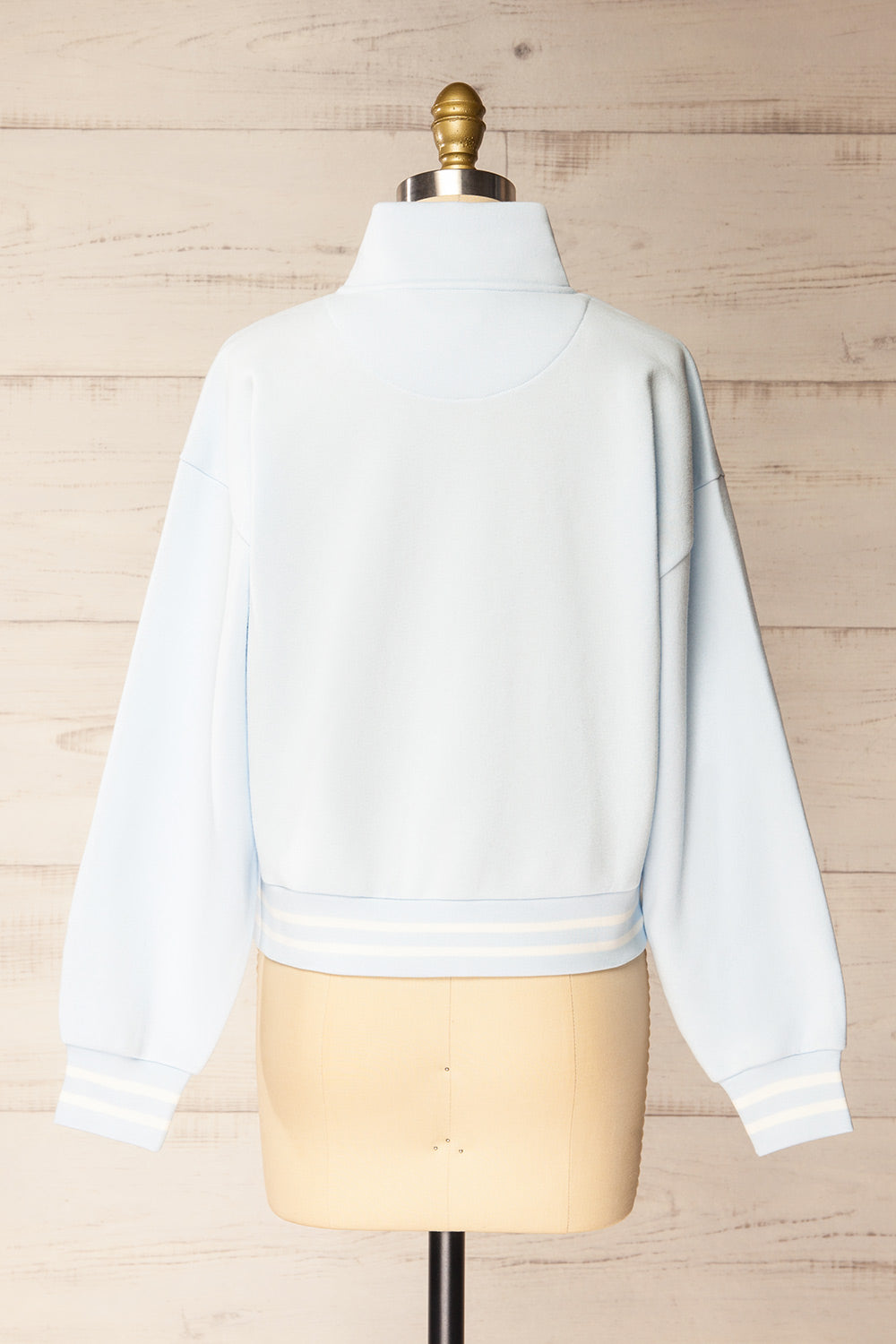 Madurai Light Blue Cropped Quarter-Zip Sweatshirt | La petite garçonne back view