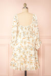 Maelis Short Ivory Floral Dress w/ 3/4 Sleeves | Boutique 1861 back view