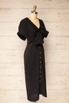 Maelle Black Midi Shirt Dress w/ Tied Neckline | La petite garçonne  side view