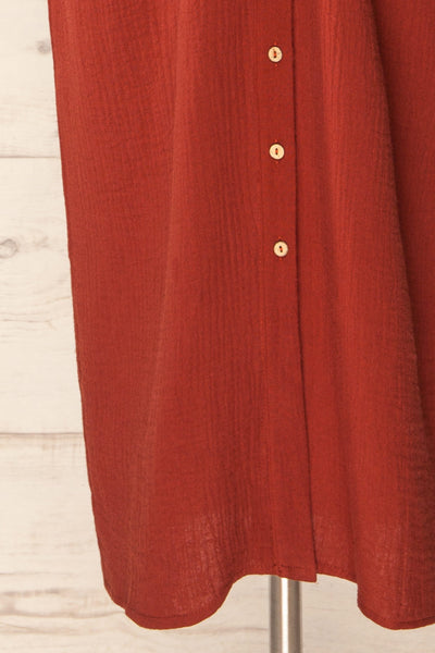 Maelle Rust Midi Shirt Dress w/ Tied Neckline | La petite garçonne bottom