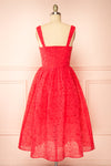 Maeva Red Midi Dress w/ Floral Embroidery | Boutique 1861 back view