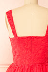 Maeva Red Midi Dress w/ Floral Embroidery | Boutique 1861 back