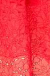 Maeva Red Midi Dress w/ Floral Embroidery | Boutique 1861 fabric