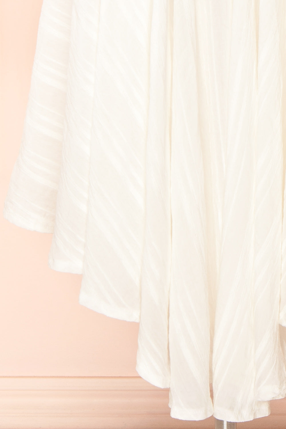 Magdalene Striped White Dress w/ Asymmetrical Hem | Boutique 1861 bottom