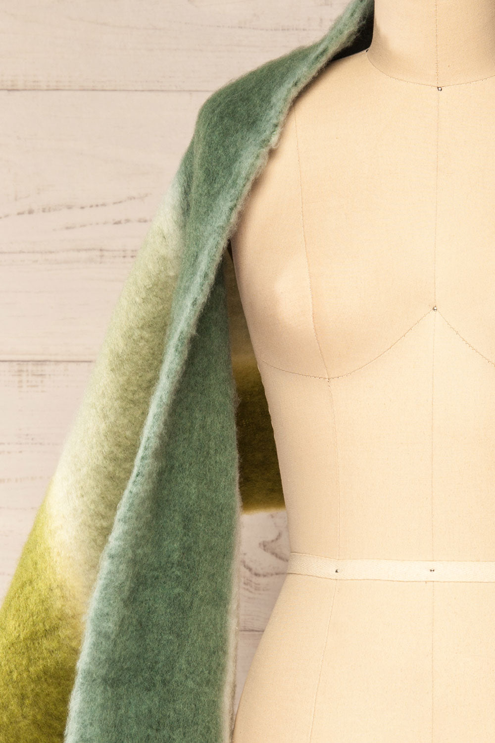 Mahajanga Green Gradient Striped Scarf | La petite garçonne shawl close-up