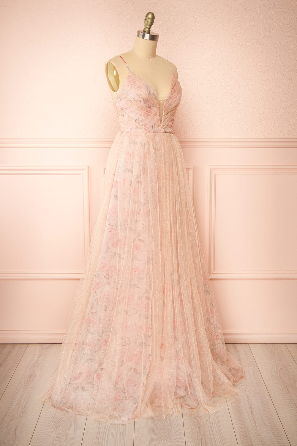 Majah Blush Maxi Floral Tulle Dress | Boutique 1861 side view