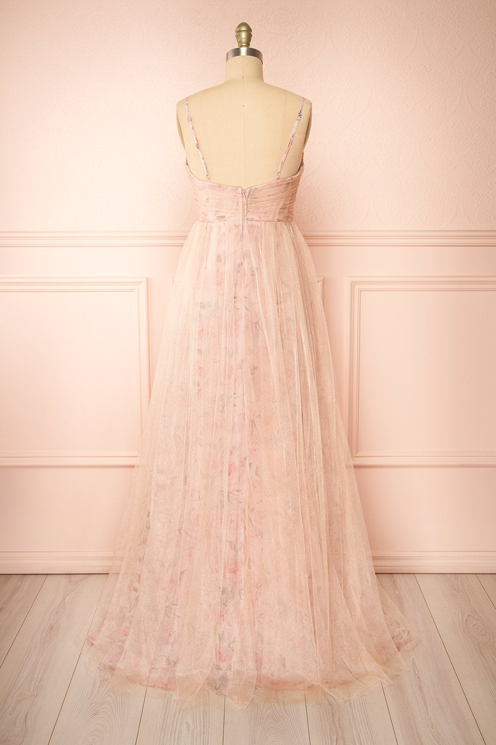 Majah Blush Maxi Floral Tulle Dress | Boutique 1861 back view