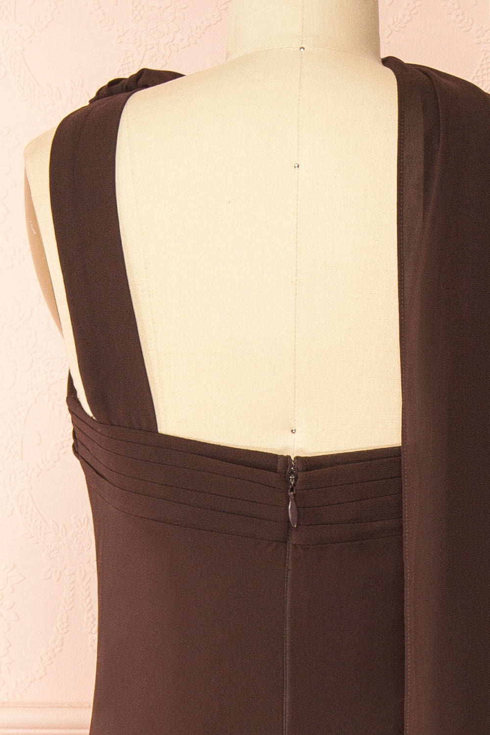 Makarim Maxi Brown One Shoulder Dress | Boutique 1861 back