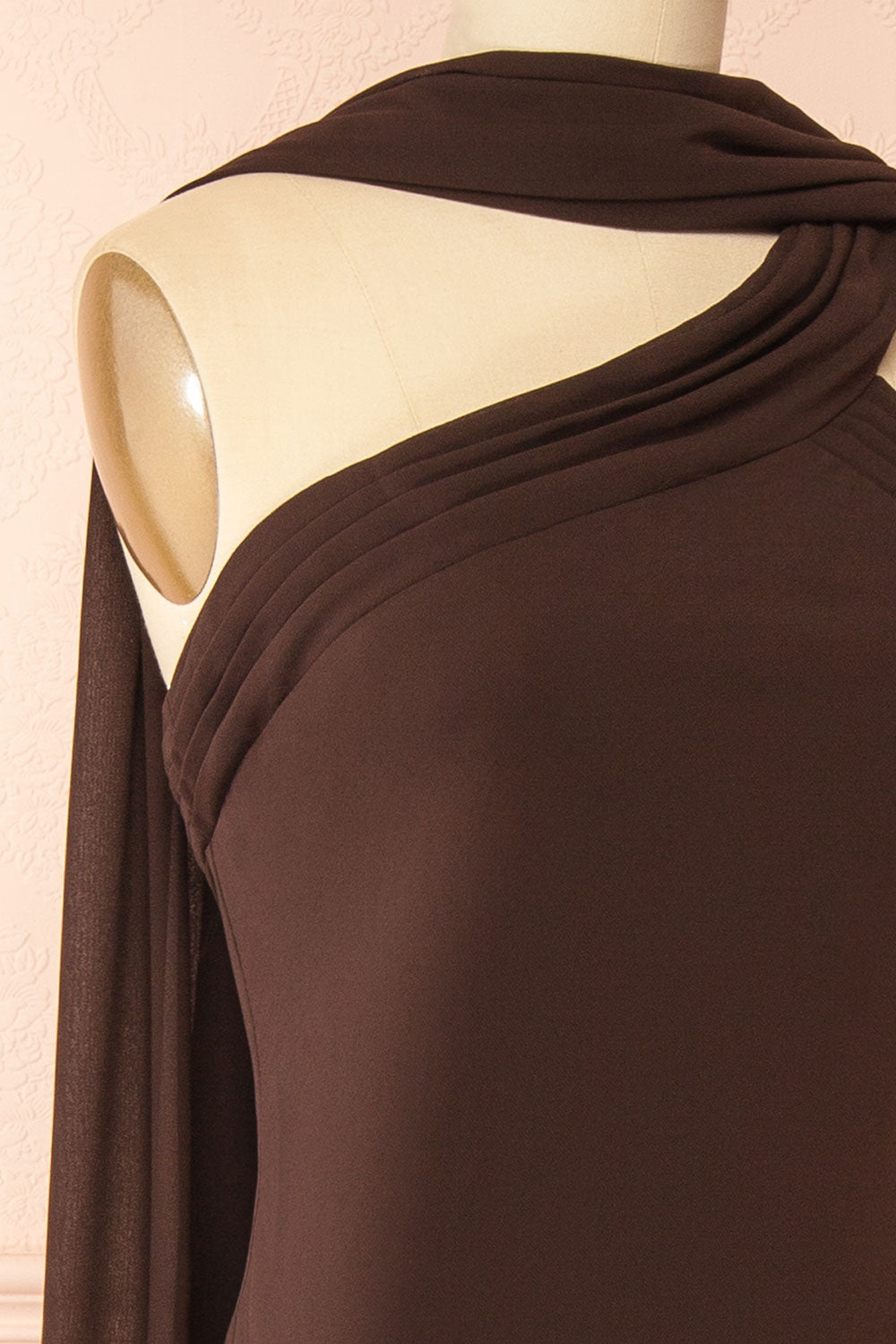 Makarim Maxi Brown One Shoulder Dress | Boutique 1861 side