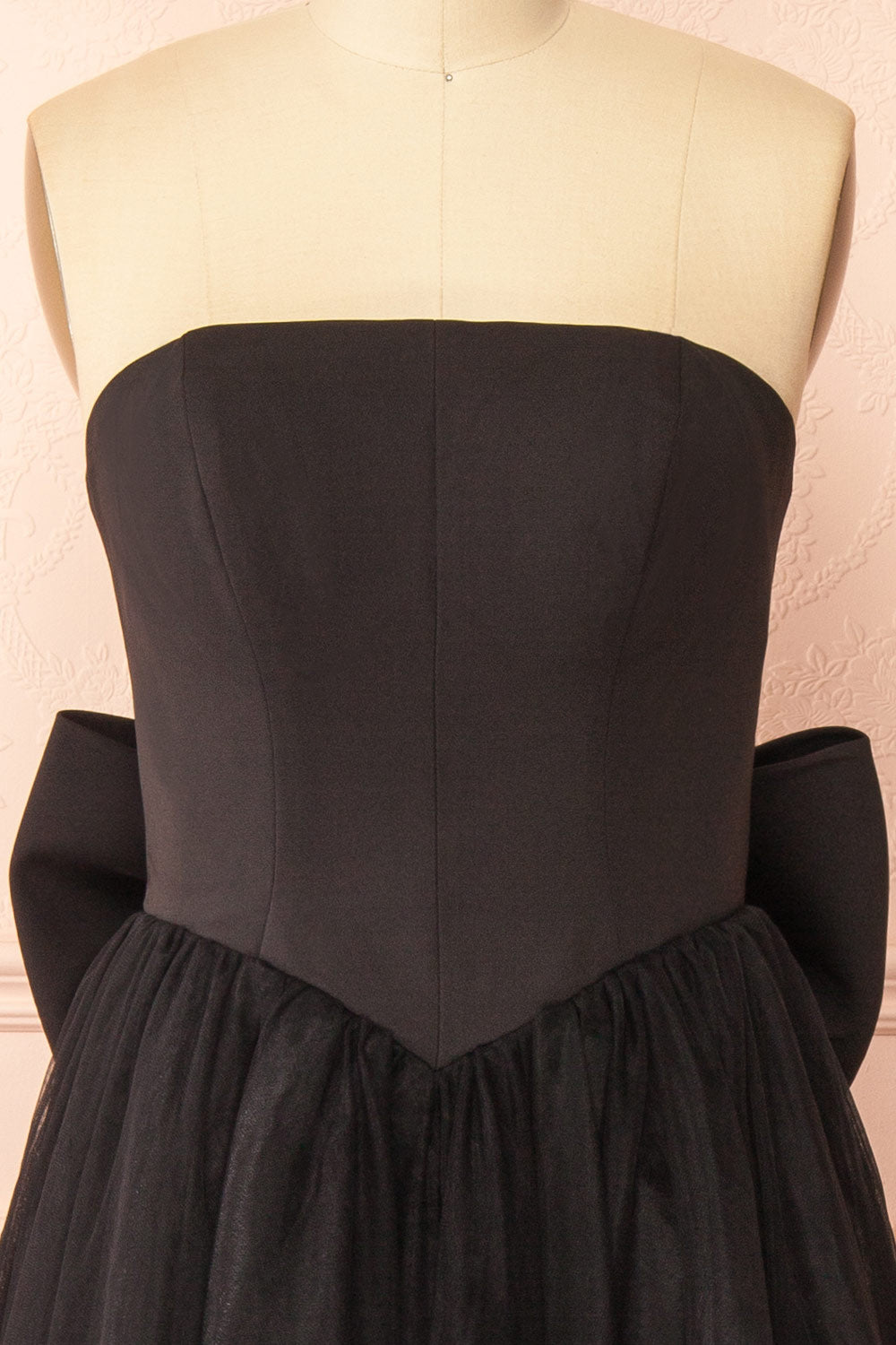 Makoto Black Maxi Strapless A-Line Dress | Boutique 1861 front view