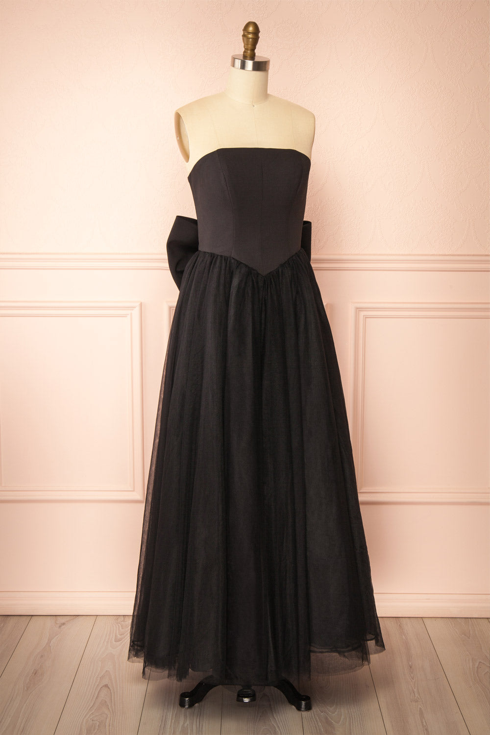 Makoto Black Maxi Strapless A-Line Dress | Boutique 1861 side