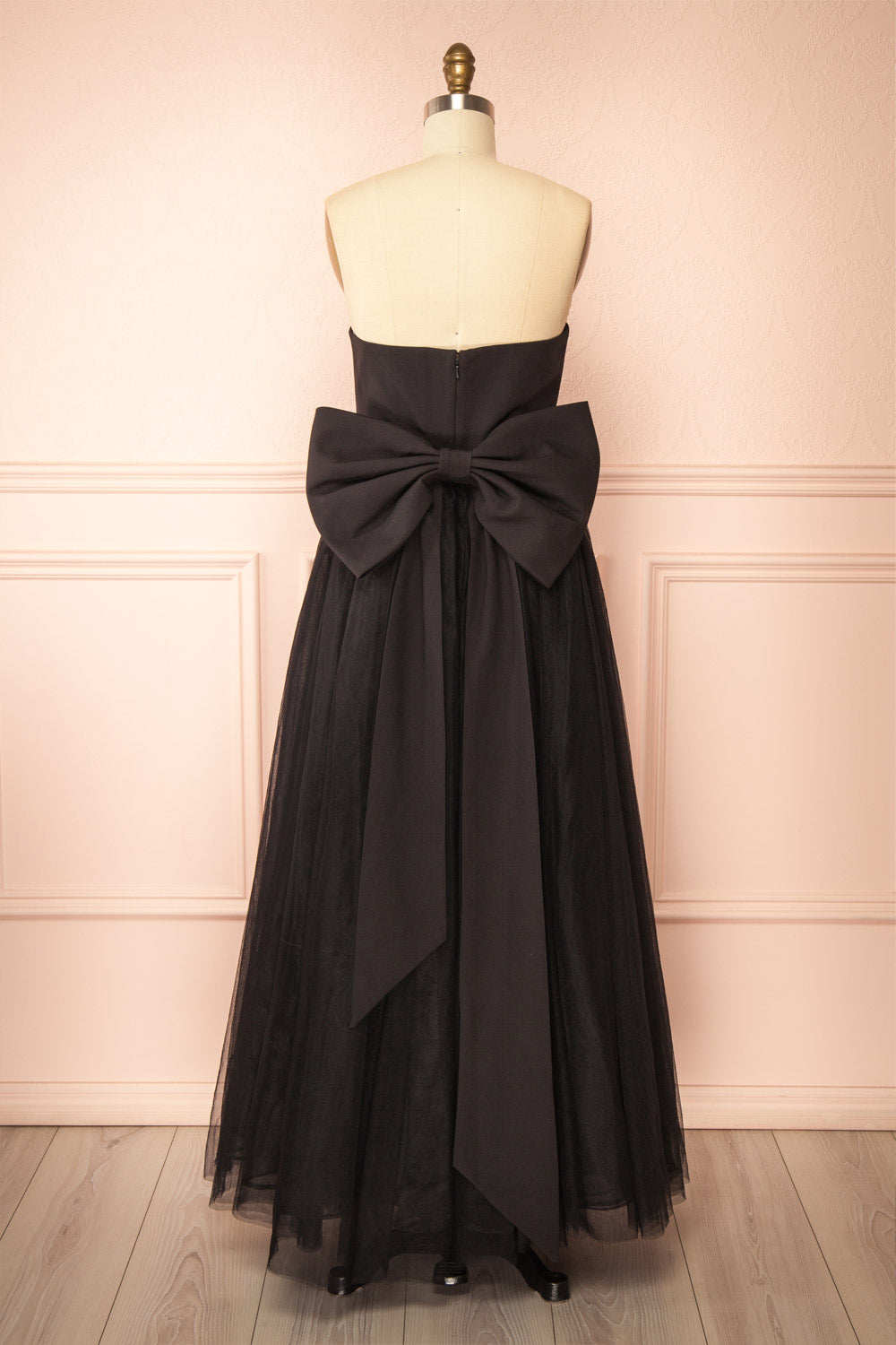 Makoto Black Maxi Strapless A-Line Dress | Boutique 1861 back 