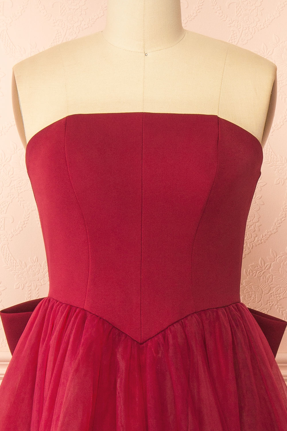 Makoto Burgundy Maxi Strapless A-Line Dress | Boutique 1861 front
