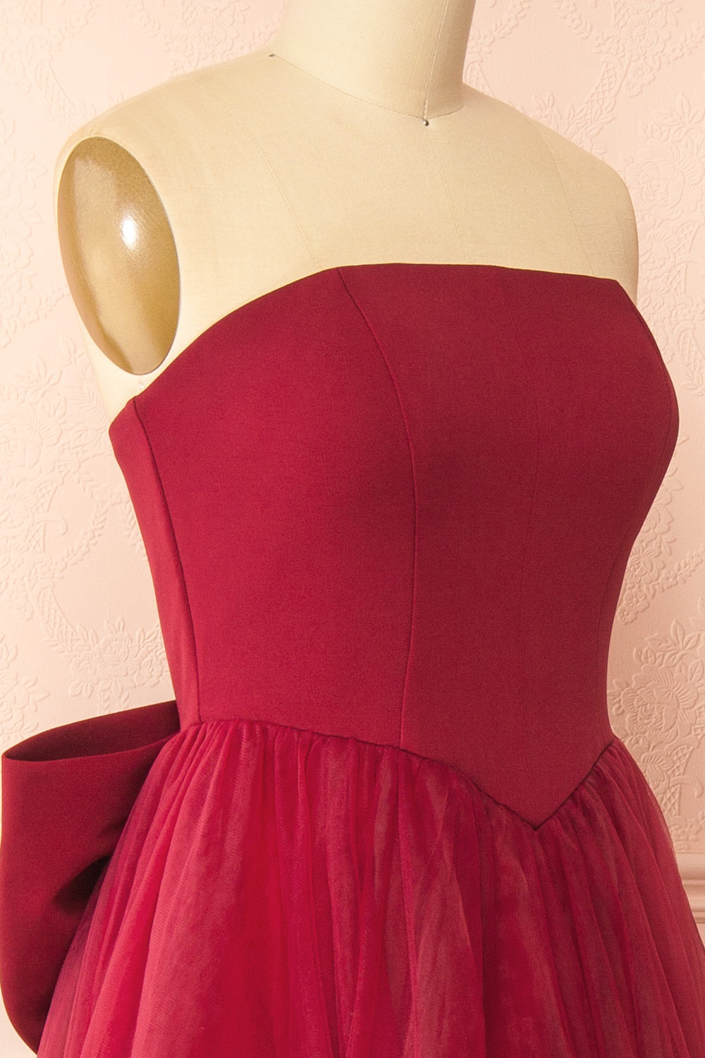 Makoto Burgundy Maxi Strapless A-Line Dress | Boutique 1861 side