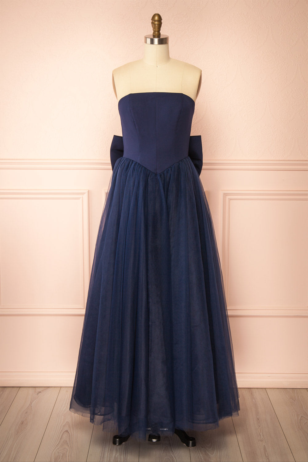 Makoto Navy Maxi Strapless A-Line Dress | Boutique 1861 front