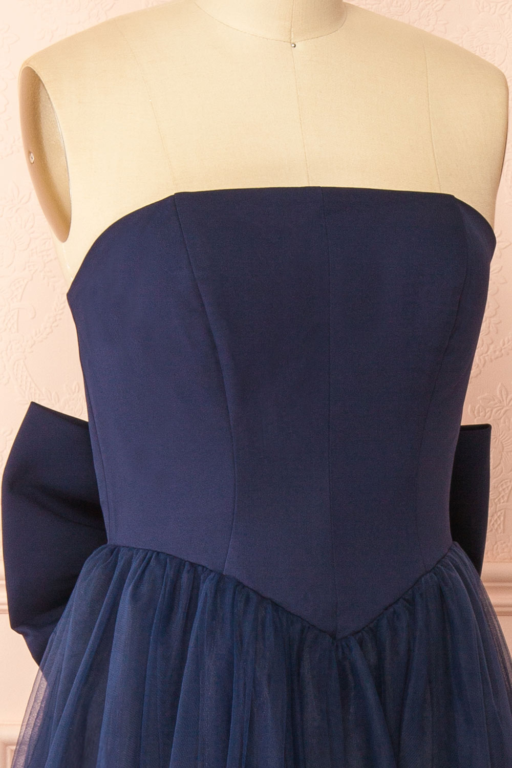Makoto Navy Maxi Strapless A-Line Dress | Boutique 1861 side view