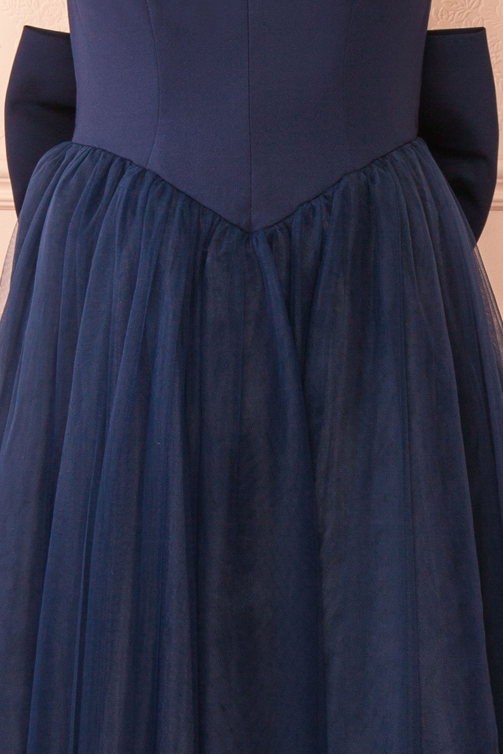 Makoto Navy Maxi Strapless A-Line Dress | Boutique 1861 front view details