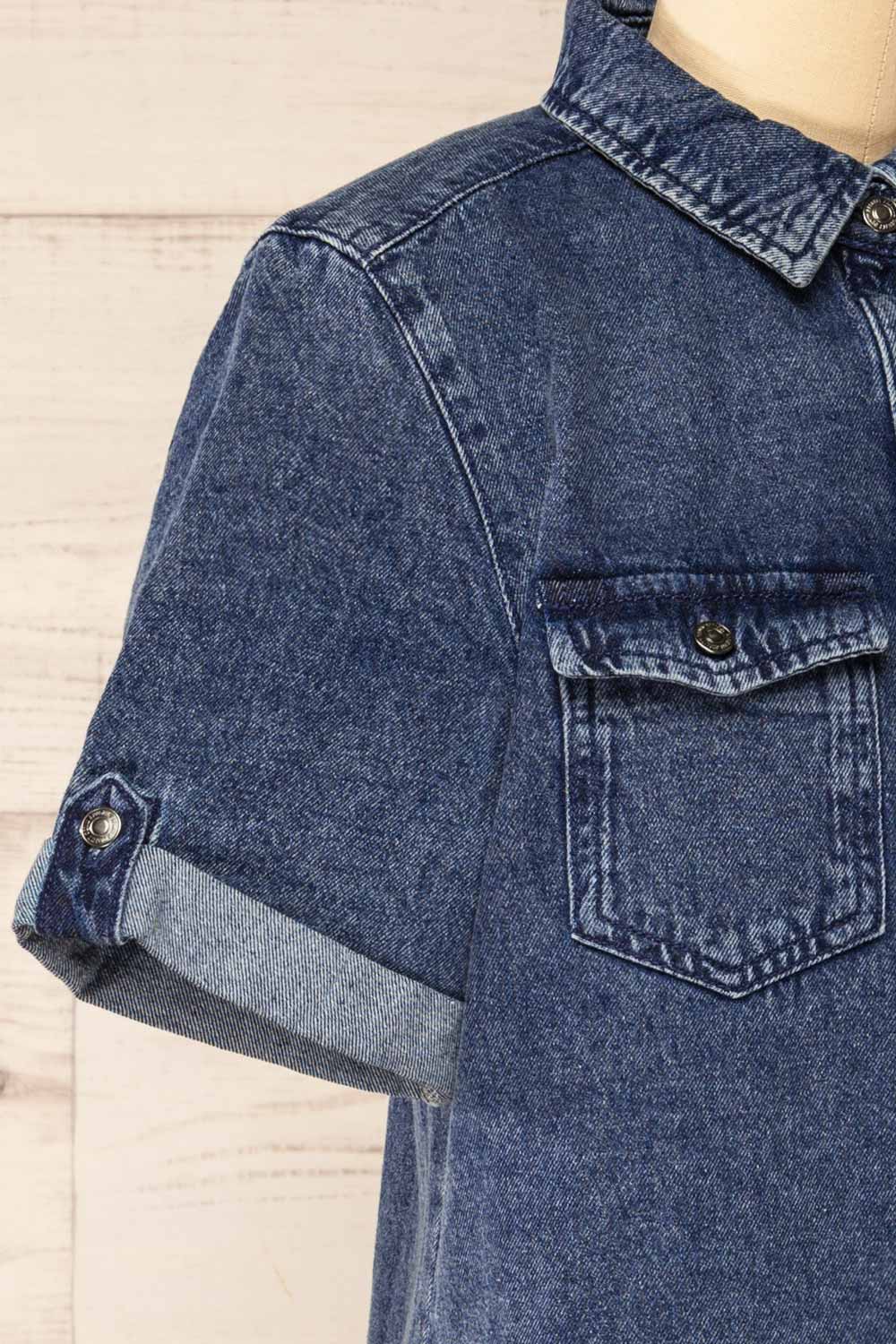 Malda Short Blue Denim Shirt Dress with Pockets | La petite garçonne  side