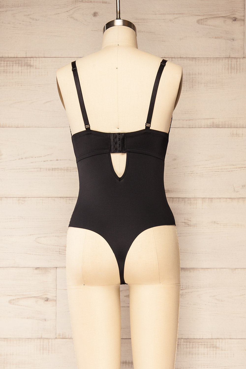 Malibu Black Plunging Neckline Bodysuit | La petite garçonne back view