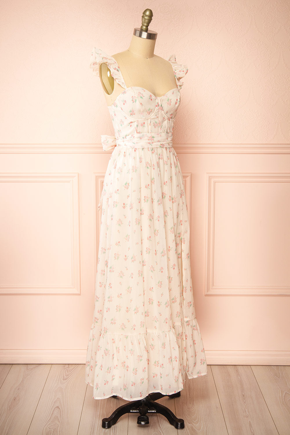 Mallory Long Floral Dress w/ Boning | Boutique 1861 front