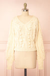 Maloune Beige Sweater w/ Pompoms | Boutique 1861 front view