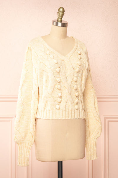 Maloune Beige Sweater w/ Pompoms | Boutique 1861 side view