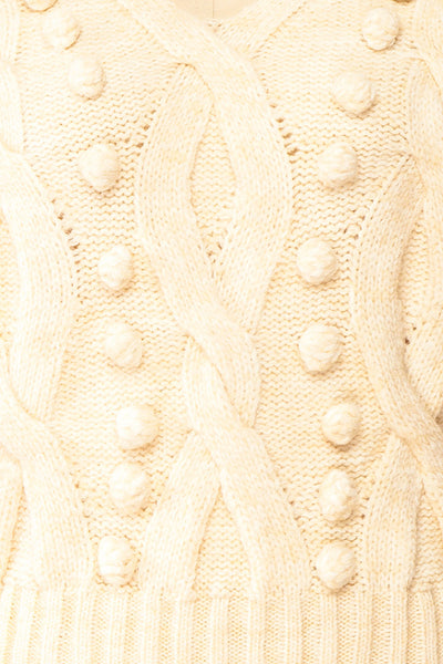Maloune Beige Sweater w/ Pompoms | Boutique 1861 fabric