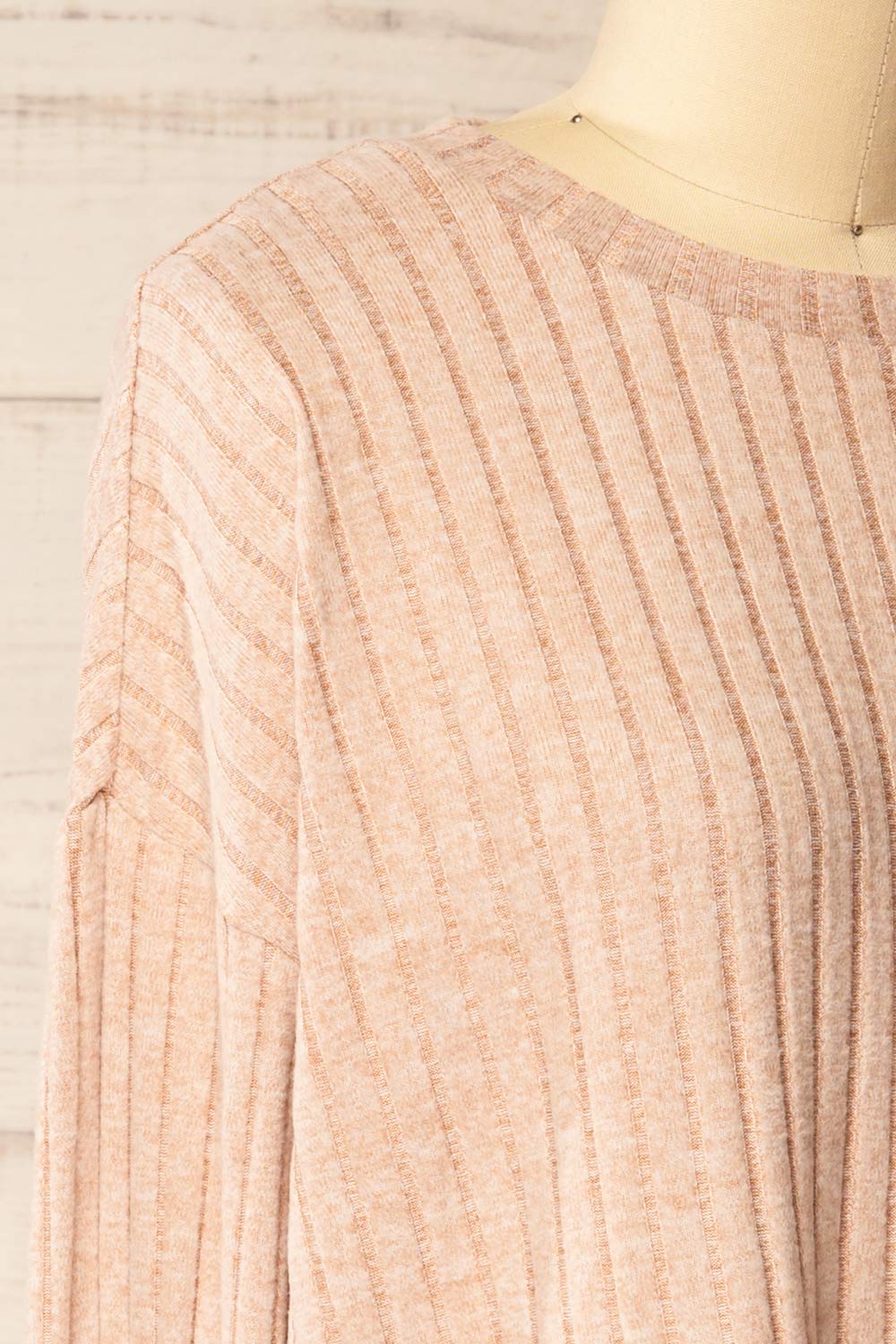 Mandal Beige Soft Ribbed Knit Top | La petite garçonne side 