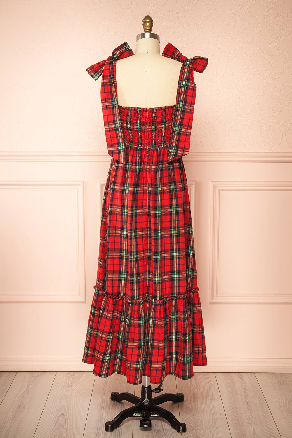Manelle Long Red Tartan Dress | Boutique 1861 back view
