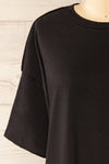 Manila Black Crew Neck Oversized T-Shirt | La petite garçonne front close-up