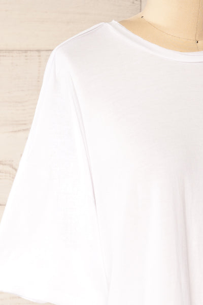 Manila White Crew Neck Oversized T-Shirt | La petite garçonne side close-up