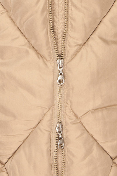 Manizales Beige Long Quilted Coat | La petite garçonne zipper