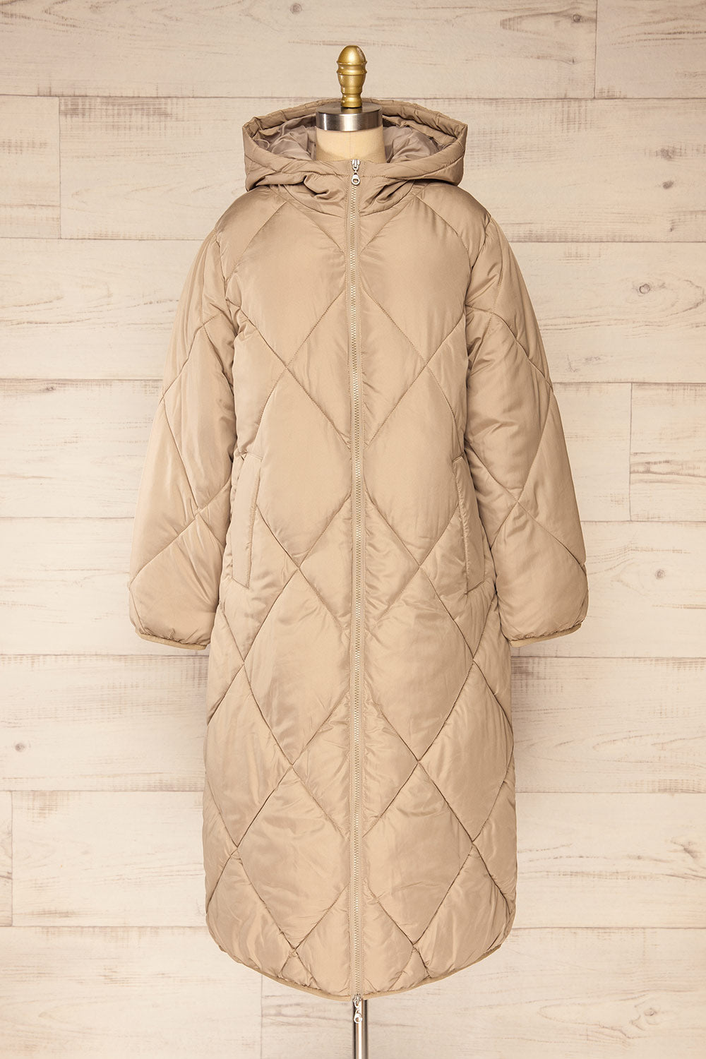 Manizales Beige Long Quilted Coat